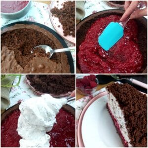 Collage of four photos to illustrate the assembly process.