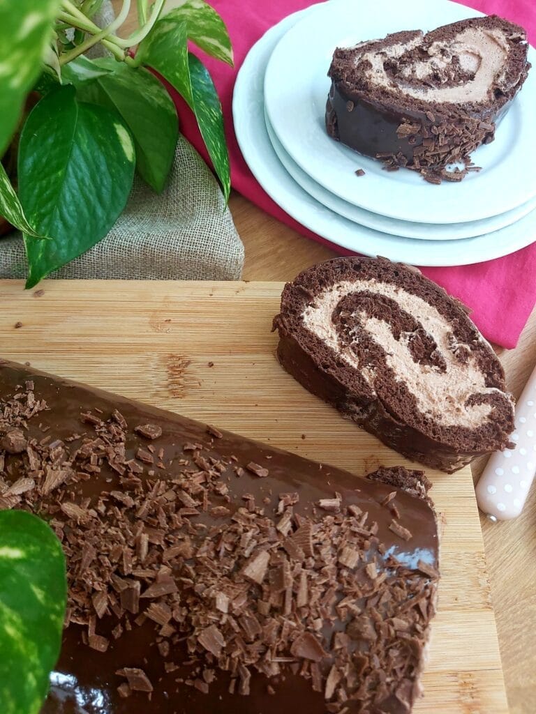 Chocolate Swiss Roll with creamy Mascarpone filling