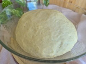 Kneaded yeast dough after first proofing.