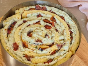 Assembling Fig Pistachio Honey Rolled Layer Cake 
